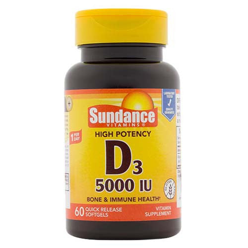 Sundance Vitamin D3 5000 IU Bone And Immune Health Quick Release Softgels, 60 Ea